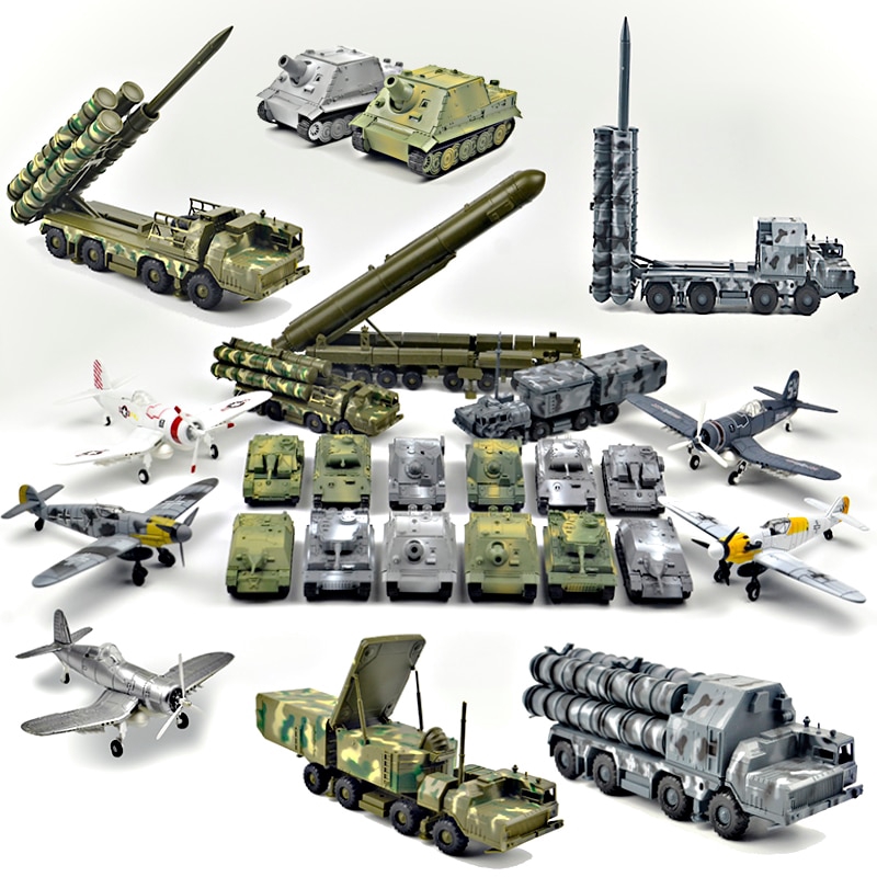 4D Assemble Military Tiger Panther Tank Assault Model Building Toys Missile Topol Aircraft Fighter Diecast War-II Plane