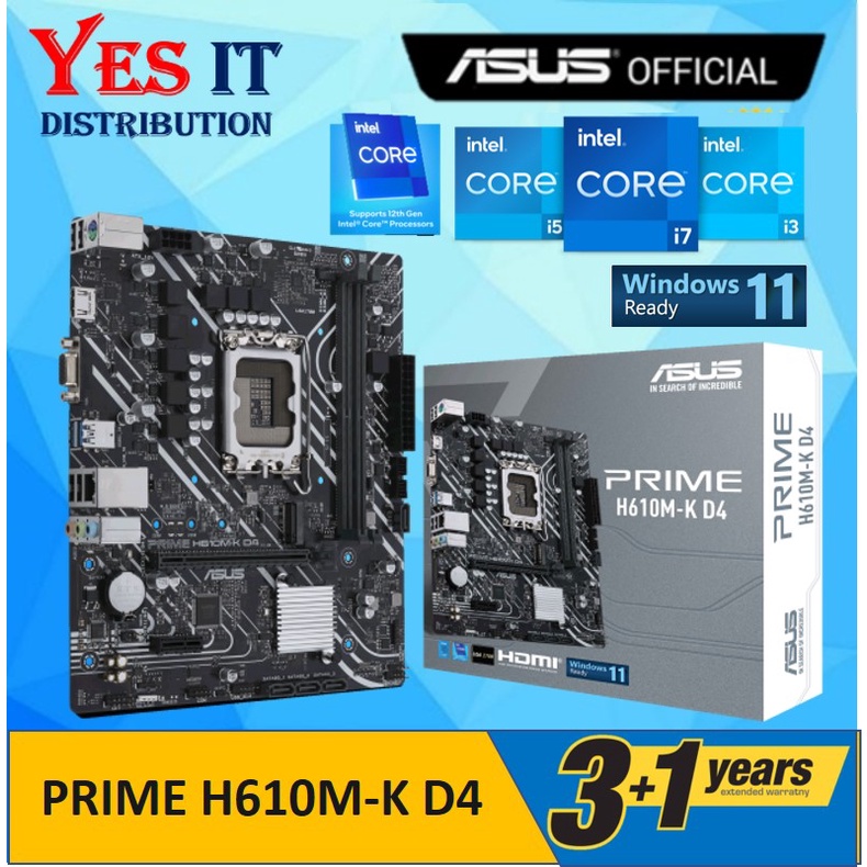 ASUS PRIME H610MK D4 LGA1700 12TH GEN DDR4 MOTHERBOARD + INTEL 12th