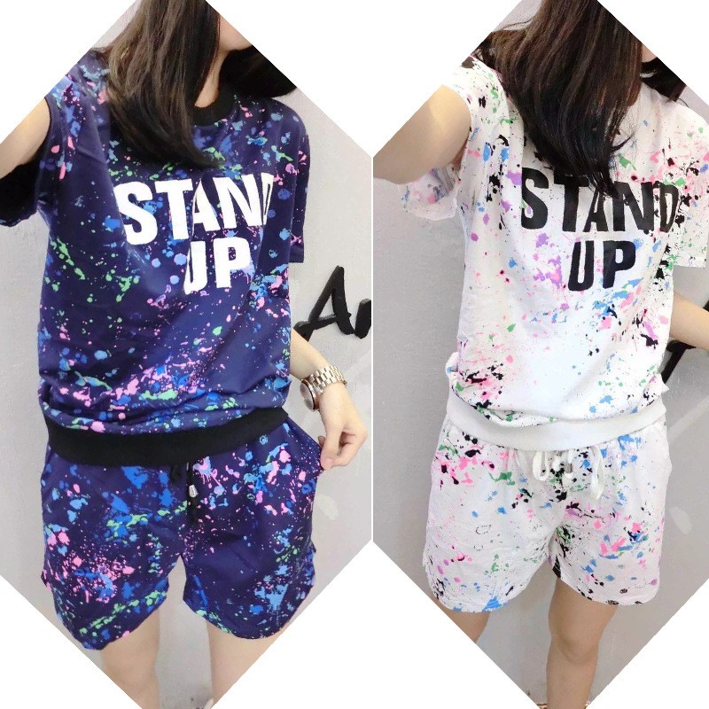 Korean style sleepwear set pajamas silk short-sleeved home nightwear