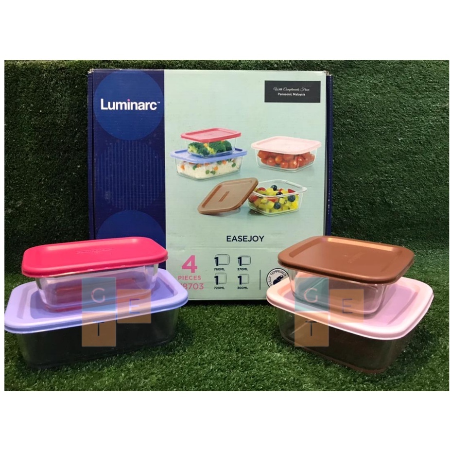 Luminarc Soft Lids Set / Glass Food Container 4 pcs Shopee Malaysia