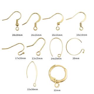 18K Gold Plated Copper Earring Hooks Findings Ear Hook Wire For Jewelry Making