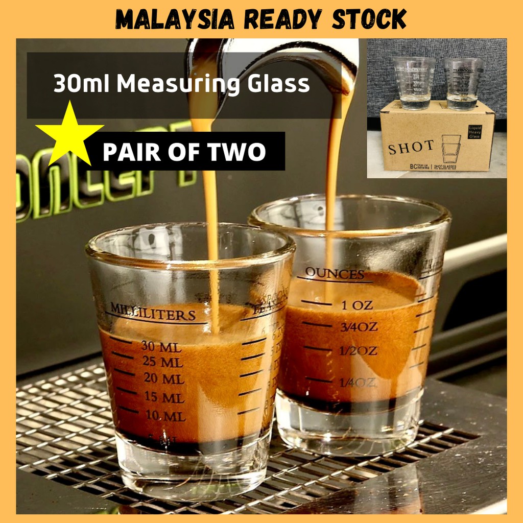 [2 Pack] Espresso Measuring Glass 30ml Measuring Cup Ounce Cup Coffee