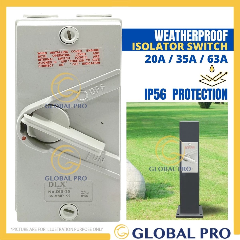 20A/ 35A/ 63A 3 Pole IP56 Weatherproof Surface Switch Isolator Outdoor