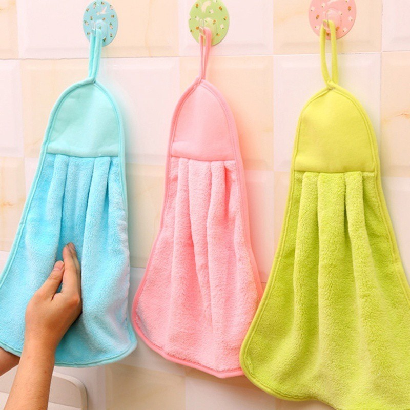 Kitchen Cleaning Tool Solid Color Hand Towels Fiber Cloth Towel Kitchen ...
