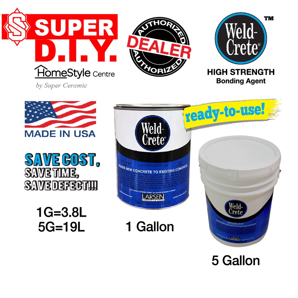 Weld Crete (1G/5G) Concrete Bonding Agent (1 Gallon=3.8 Litre) Shopee