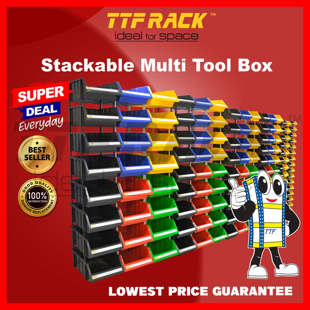 Storage Box Stackable Tool Box [ by PCS] Industrial Storage Boxes Organizer Heavy Duty Box [Shopee COURIER]