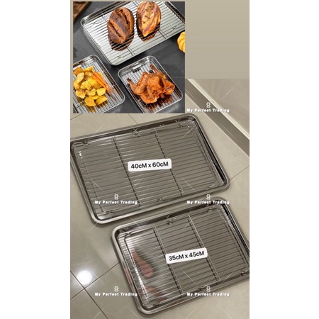 stainless steel cooling rack with tray/bakeware oven sheet cookie toast/pizza /cakes/bread/donut/ayam goreng