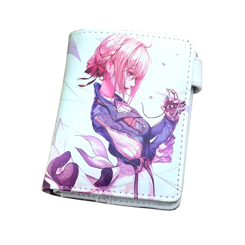 Anime Violet Evergarden Claudia Hodgins Short Bifold Wallet Digital Printing Button Purse