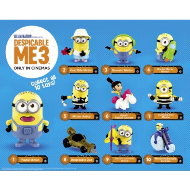SET of 10 Minion Despicable Me 3 McDonald's Happy Meal Toys 2017 