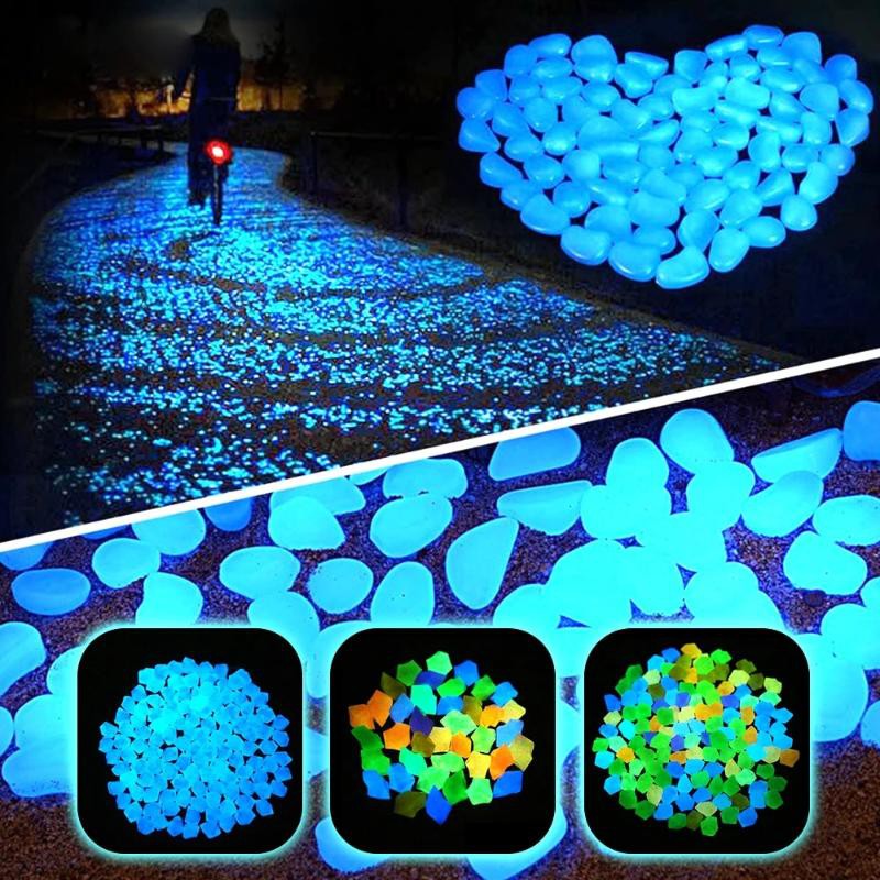 JULIAWANG Ready Stock300Pcs Garden Luminous Glowing Stone Glow in the Dark Garden Glow Stones Rocks for Walkways Garden Path Patio Lawn Decor