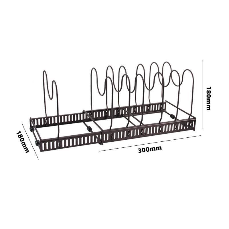 Expandable Kitchen Pans Rack Lid Stand  Adjustable Compartments Pots and Pans Organizer