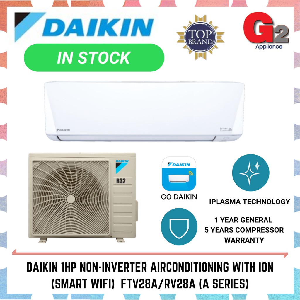 DAIKIN 1HP NONINVERTER AIRCONDITIONING WITH ION (SMART WIFI) FTV28A