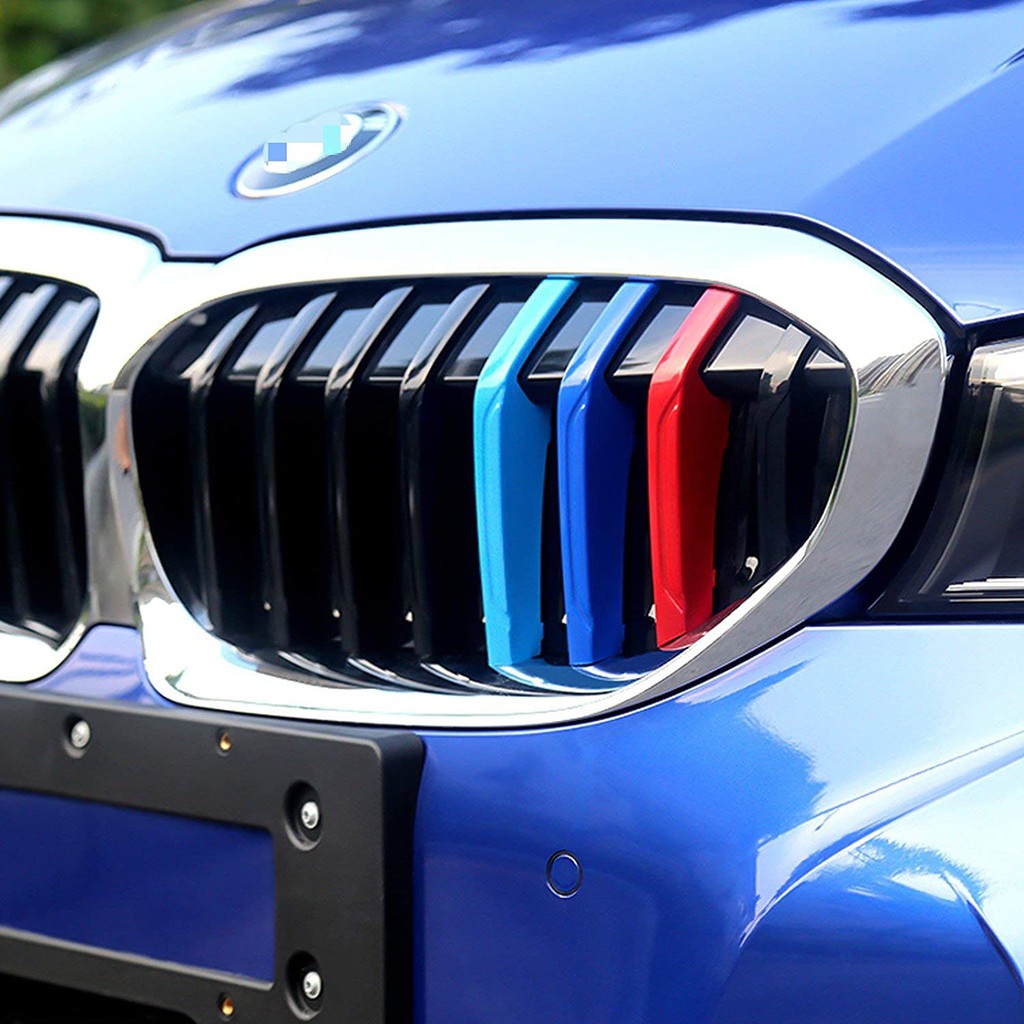 11 BAR Kidney Grill 3 Color Cover Insert Clips ABS For BMW