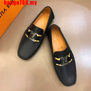 TOP Original LV Louis Vuitton Loafers Men Genuine Leather shoes LV Leather shoes black Fashion ...