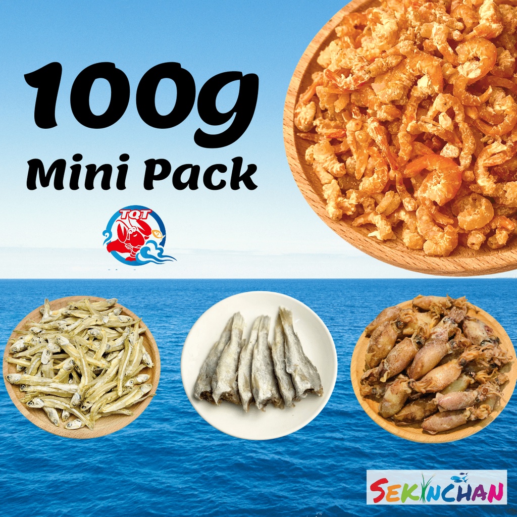 TQT SEKINCHAN Mini Pack 100g Ikan Bilis Udang Kering Sotong Kering Ikan ...