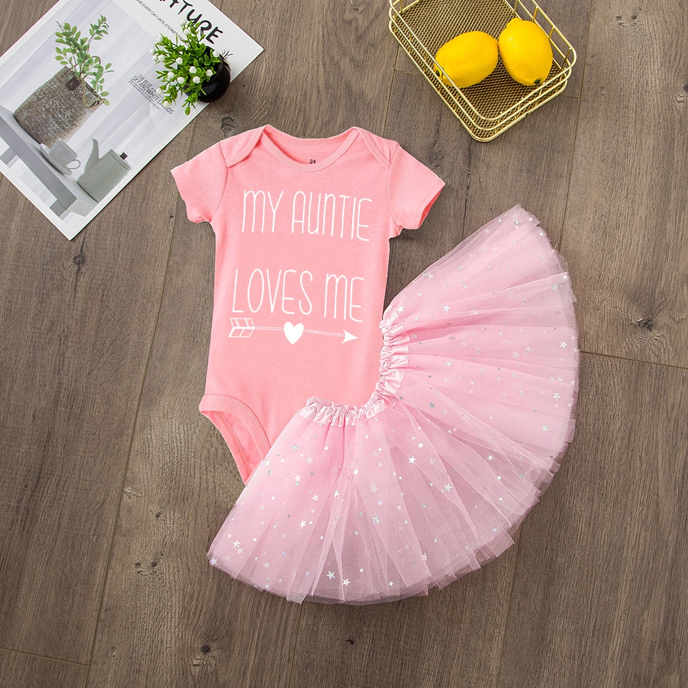 My Auntie Loves Me Baby Girl Clothes Tutu Fluffy Toddler Party Outfits Infant Clothing Sets Newborn Baby Shower Gift Shopee Malaysia