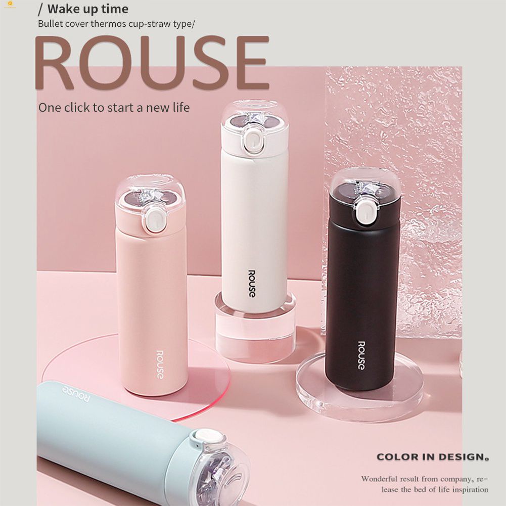 Rouse Double Stainless Steel Thermal Flask With Straw Portable Sport