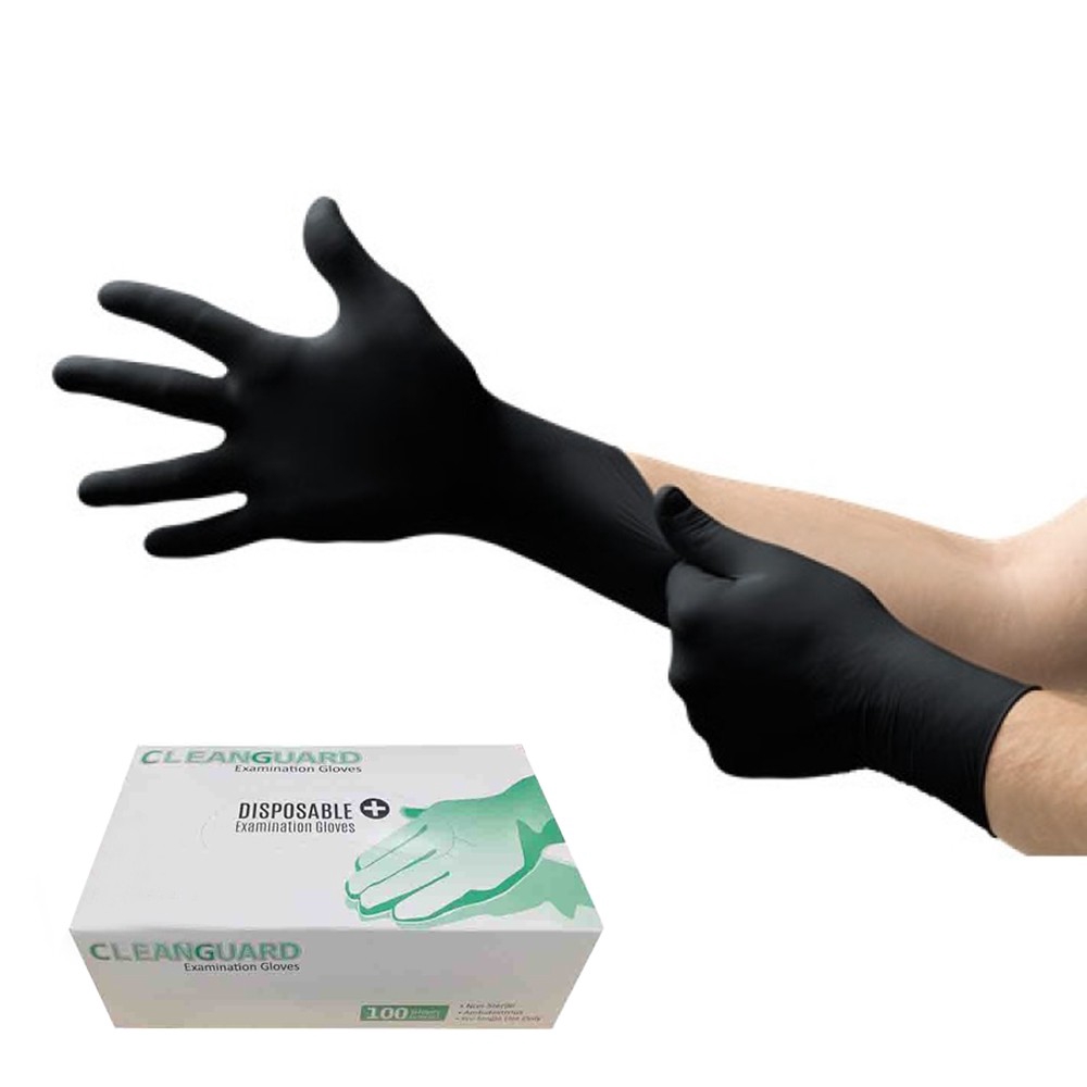 Black Rubber Hand Glove Non-Powdered Nitrile/ Sarung Tangan Getah Hitam ...