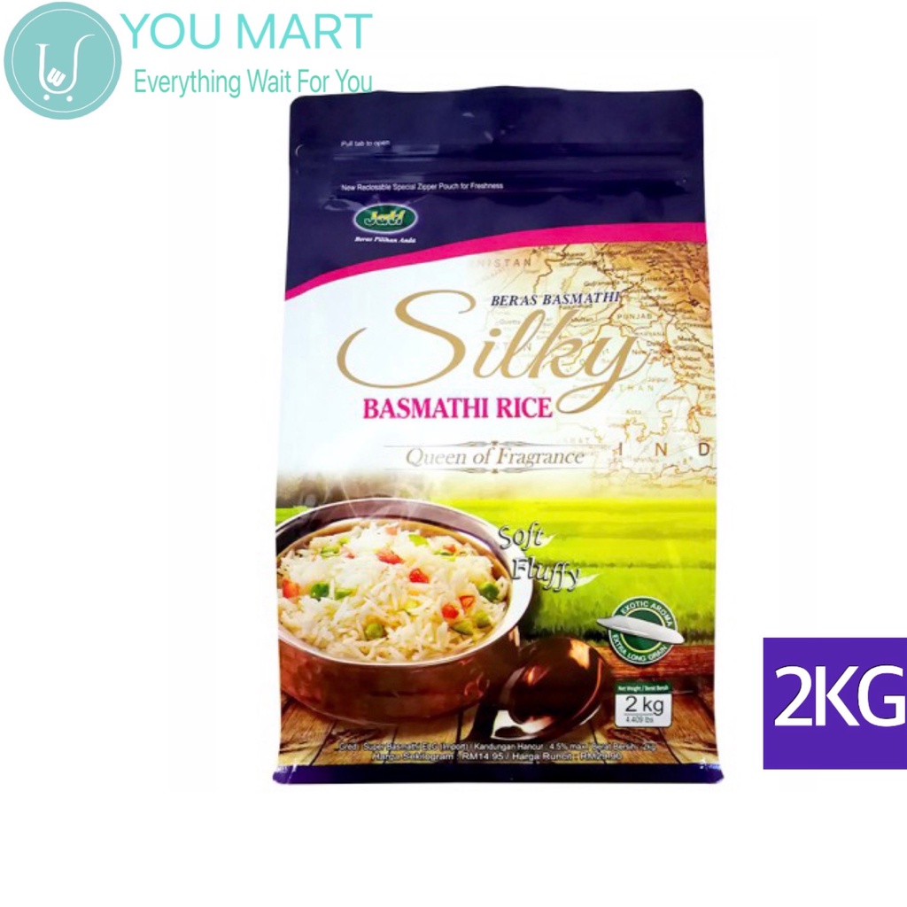 Jati Silky Basmathi Rice Beras Silky Basmathi 印度香米 ( 2KG ) Shopee