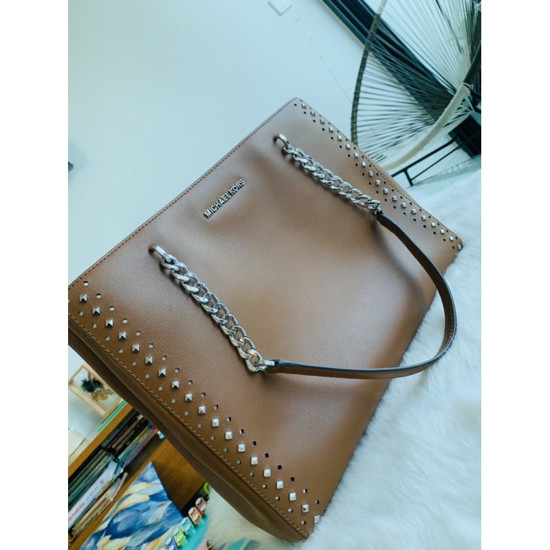 NWT Michael Kors Leather Ellis Large Shoulder Tote Luggage | Shopee Malaysia