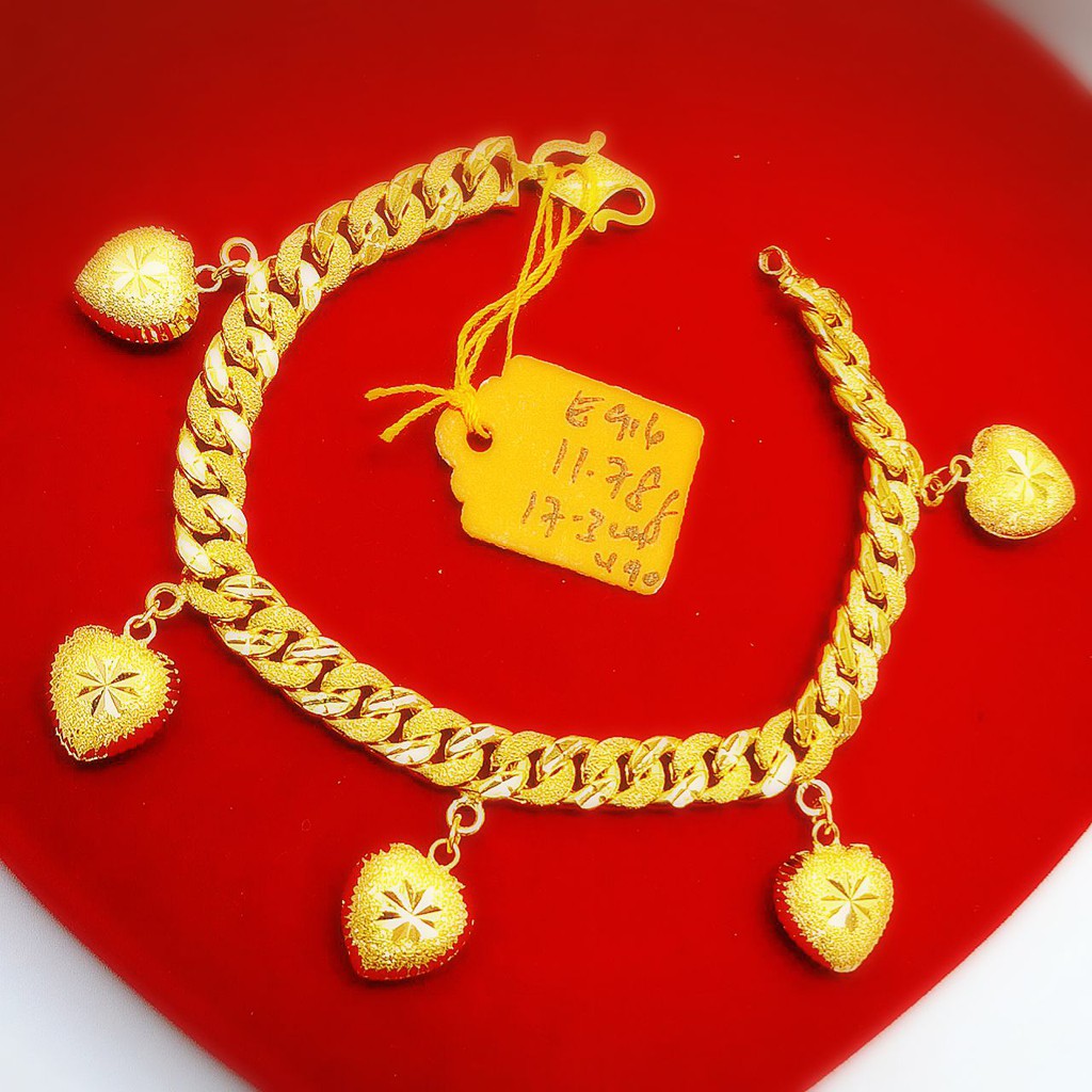 Laela Rantai Tangan Pasir Hollow Gantung Love Emas Tulen 916 Gold