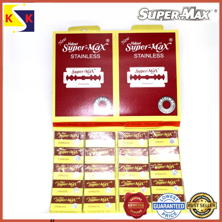 Supermax Stainless Blades AA02 (40Tucks/Box x 5Blades) Best Genuine