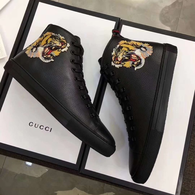 gucci leather high top with tiger