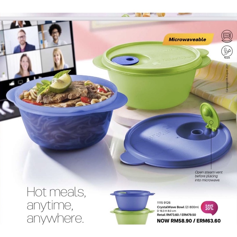 READY STOCK Tupperware CrystalWave Bowl 800ml