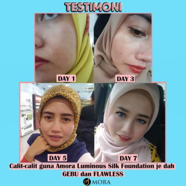 testimoni amora luminous silk foundation