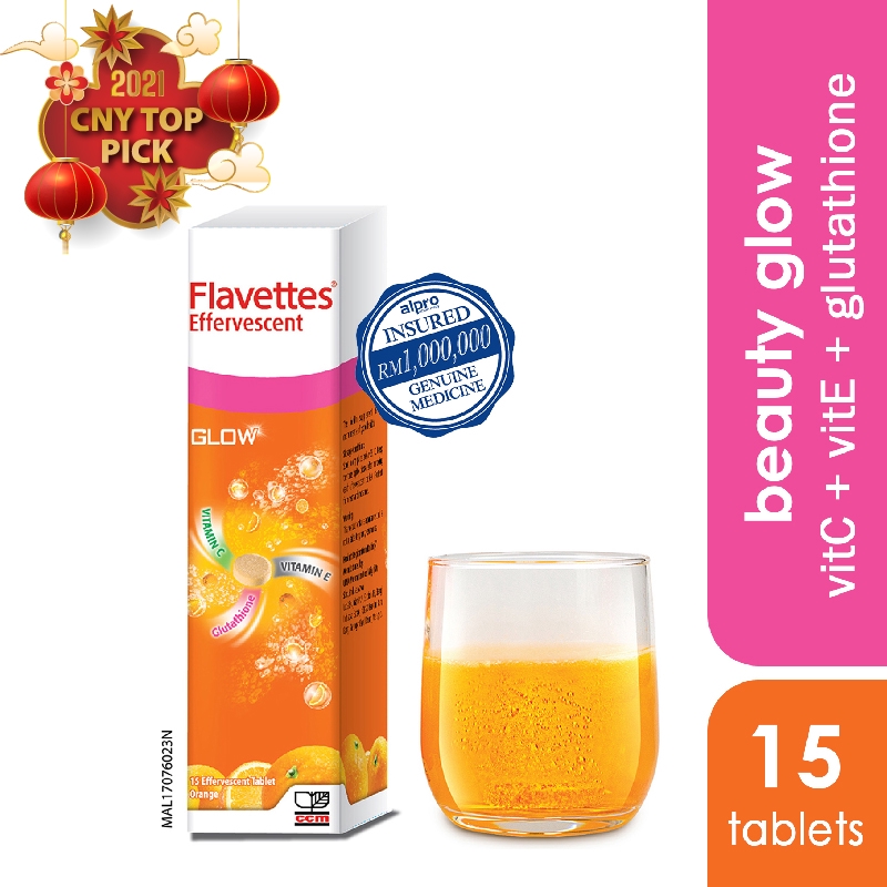 Flavettes Effervescent Glow Vitamin C 1000mg For Hair And Skin Health Orange