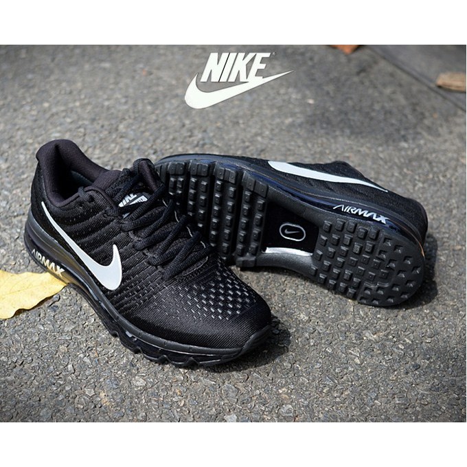 Original Nike Air Max 17 Sports Running Shoes Men Women Black White Label Shopee Malaysia