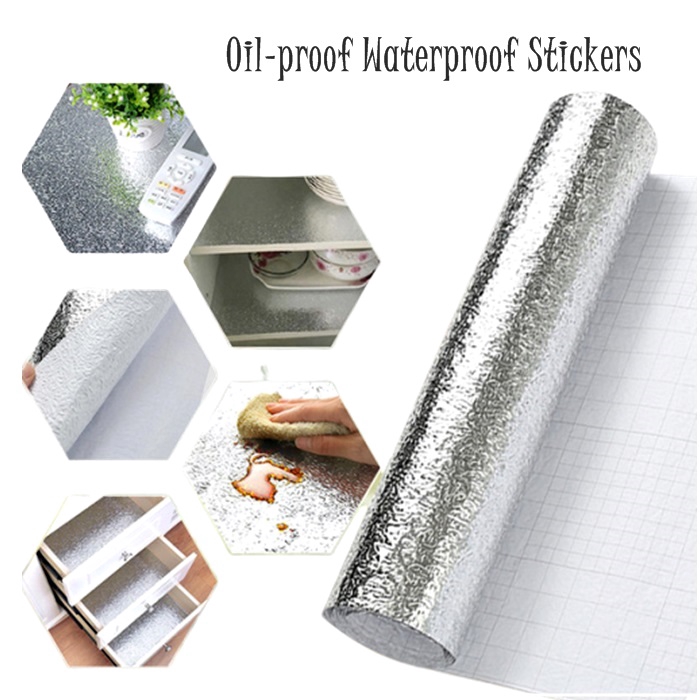 Aluminium Foil Waterproof Self Adhesive Kitchen Oil Spill Protector Wallpaper Kitchen Aluminum Foil Stickers Shopee Malaysia