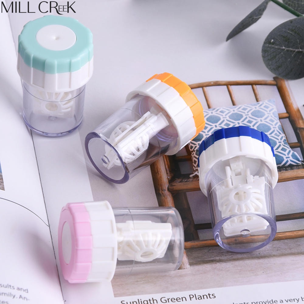 Millcreek Contact Lens Cleaner Case Manual Swivel Plastic Container Organizer Portable Lens Cleaning Tool Travel Kit