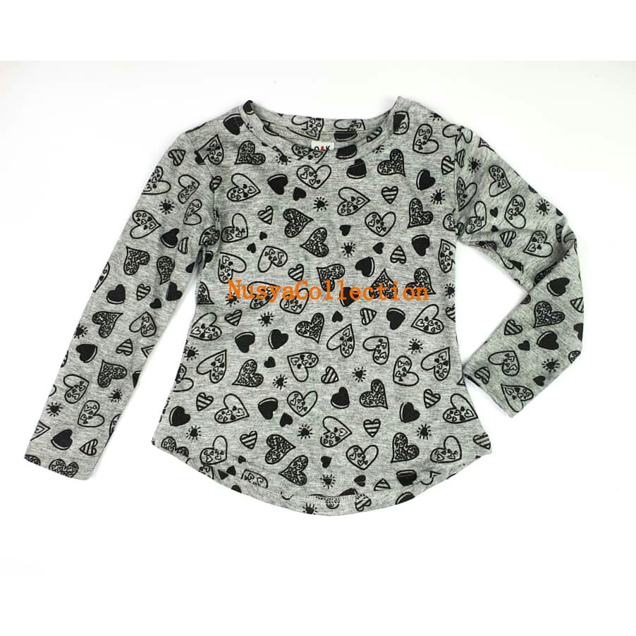 Baju T-Shirt Kanak-kanak Perempuan Printed Cartoon Lengan Panjang (1-6