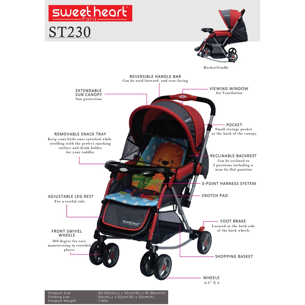 sweet heart paris aluminium 2 in 1 stroller