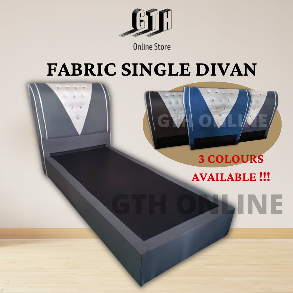 Fabric Katil Divan Single Tilam Bed Frame Bed Base Katil Single Bed