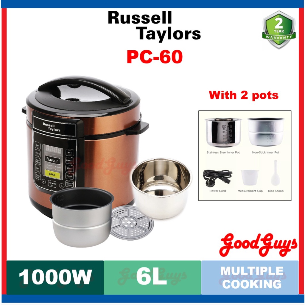 Russell Taylors PC-60 2 Pots Pressure Cooker 6L / 1000W (PC60 2 Pots)