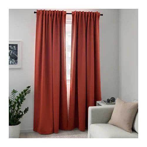 Majgull Block Out Curtains 1 Pair Orange 145x250 Cm Shopee