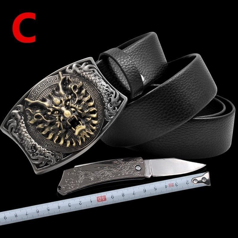 Fashion Leather Belts Knife In The Belt Buckle Field Survival Belt cool knife | Shopee Malaysia