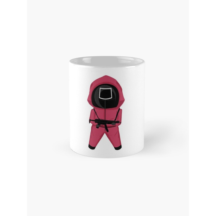 Squid Game Square Pink Soldier Chibi Mascot Fanart Netflix Korea Kdrama Cup Merchandise Printed Gift Mug