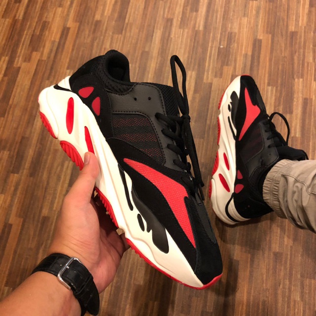black and red yeezy 700