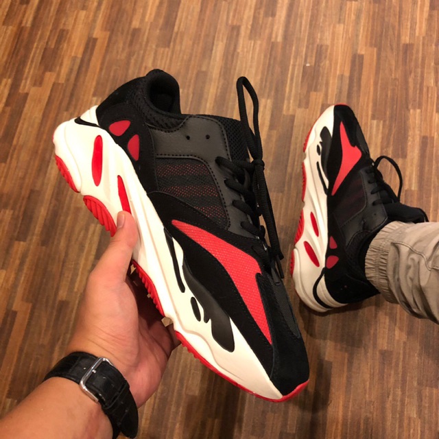 black red yeezy 700