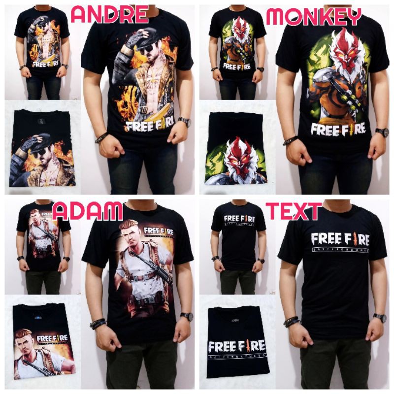 Andre Free Fire T Shirt Monkey Free Fire T Shirt Adam Free Fire T Shirt Black T Shirt Writing Free Fire Shopee Malaysia