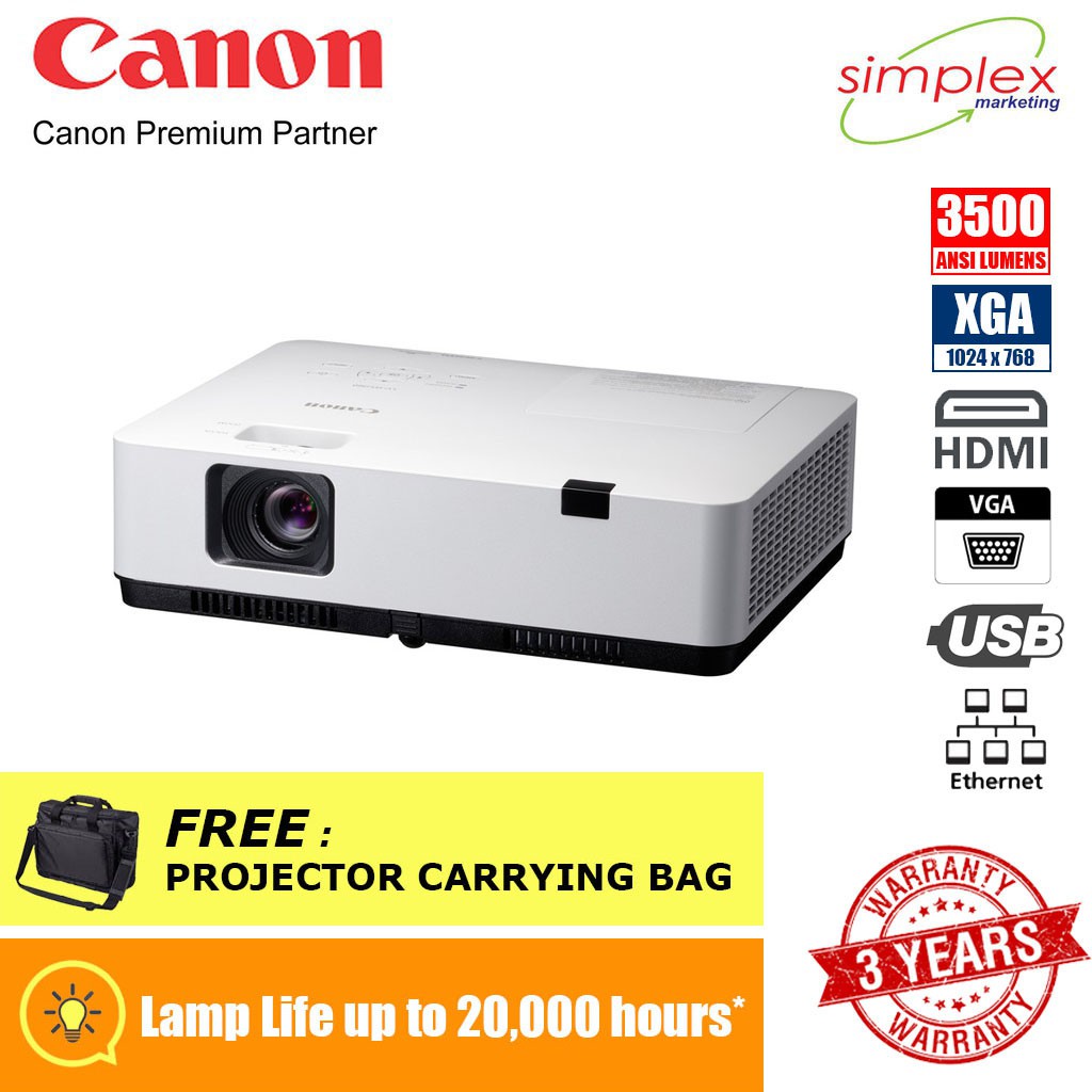 Canon LVX350 XGA (1024 x 768) LCD Projector, 3500 ANSI Lumens Shopee