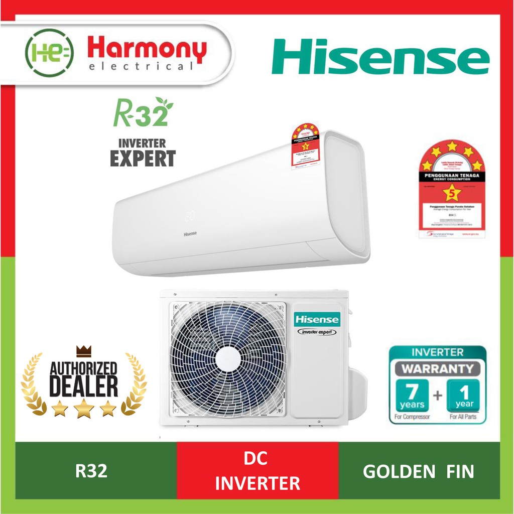 HISENSE 1.0hp R32 Inverter Air Conditioner AI10TUGS Aircond 5 Star (PWP