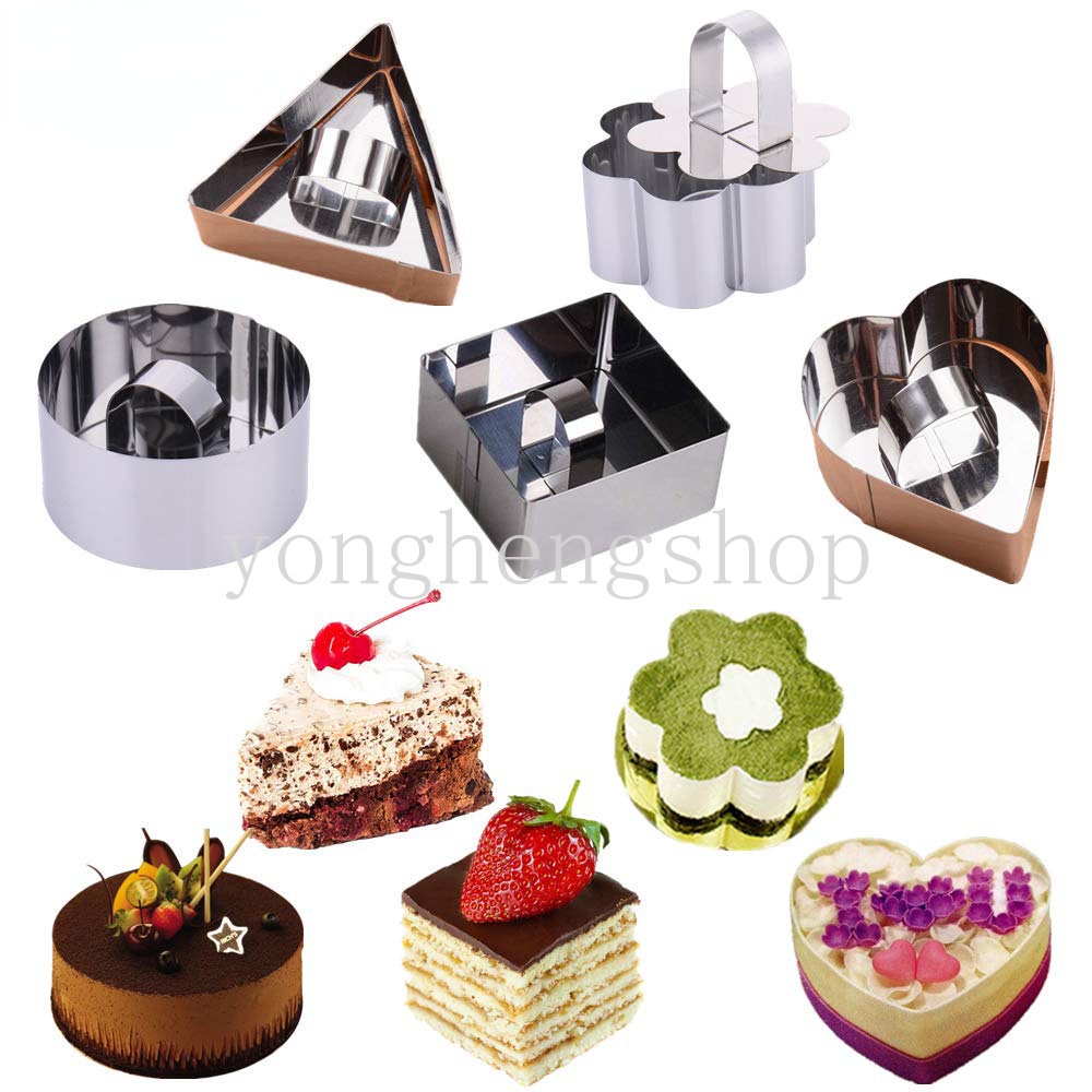 3D Mousses Ring Cake Mold Cookie Cutter Stainless Steel Pastry Biscuit  Sushi Mould DIY Bread Sandwich Press Molds Embosser Baking Tool