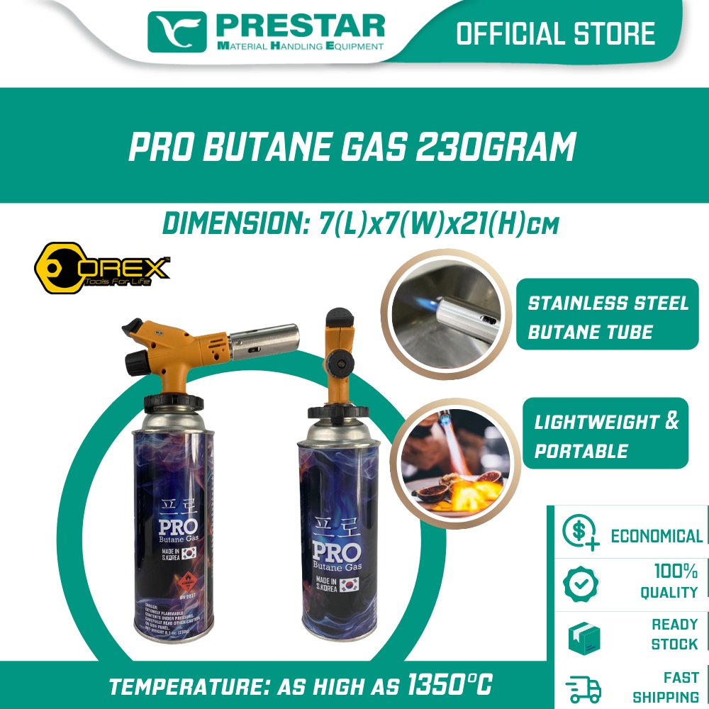 PRESTAR MHE Orex Blow Torch Food Gas Torch Gun Butane Gas Combo ( 1 Torch + 4 Butane Gas )  Flame Gun Torch Burner