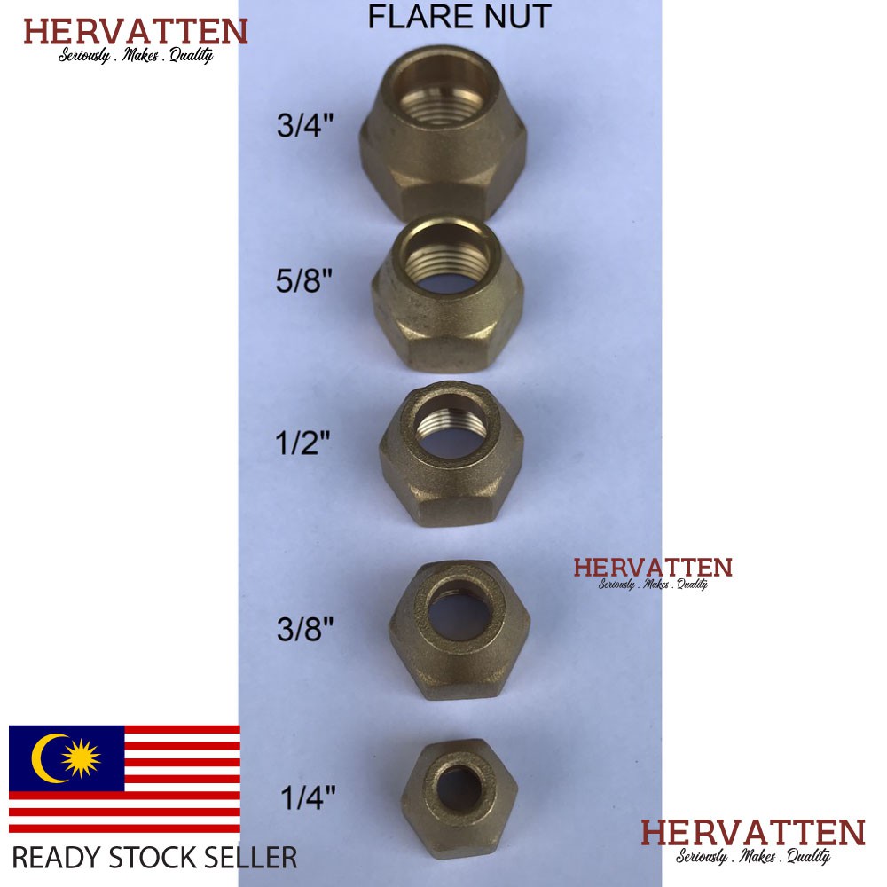 FLARE NUT 1/4", 3/8", 1/2", 5/8", 3/4" (BRASS) Shopee Malaysia
