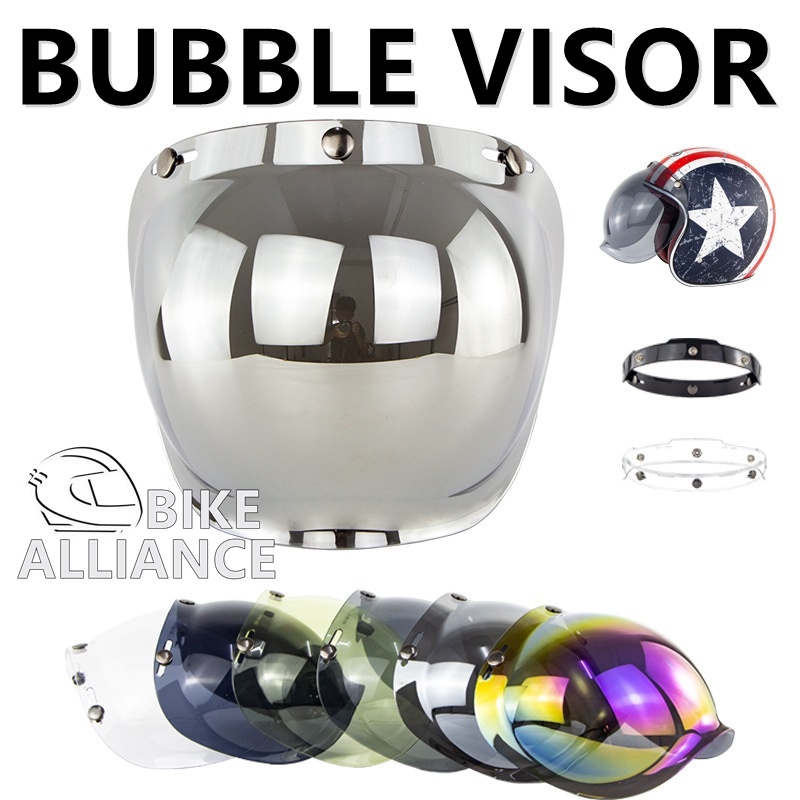 READY STOCK BUBBLE VISOR 3 BUTTON HELMET VISOR HELMET SHIELDS HALF