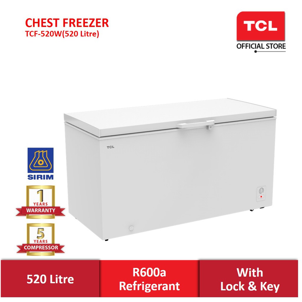 TCL Chest Freezer with Roller (520L) TCF-520W